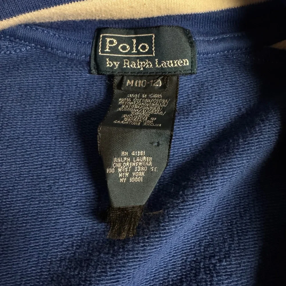 Kids Polo Ralph Lauren Blue White Big‎ Pony Track Jacket Zip Up Size M 10-12